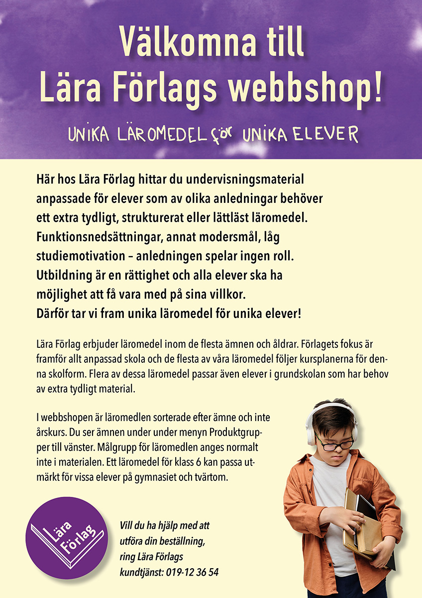Välkomna till Lära Förlags webbshop - Unika läromedel för unika elever